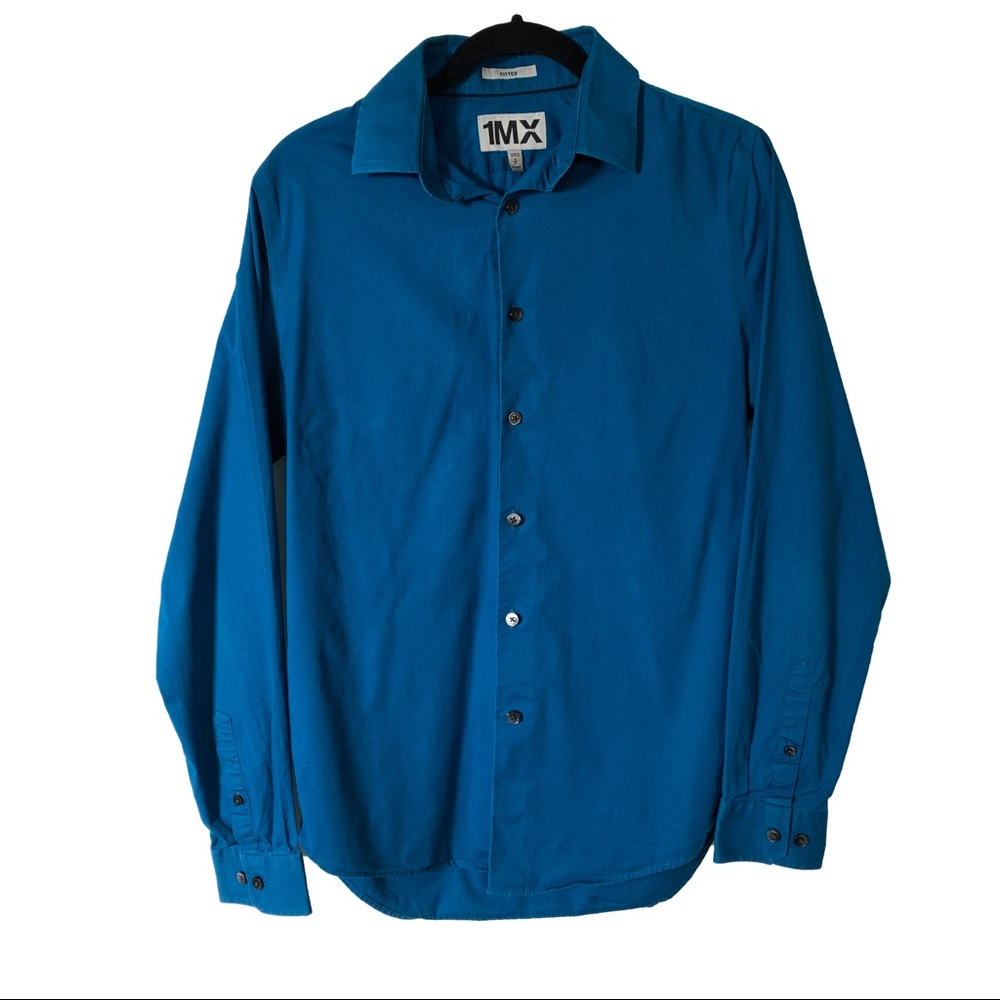 Express 1MX Dress Shirt Blue